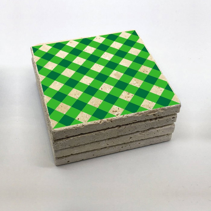 Hermia Juego de 4 Posavasos de Piedra Natural Multicolor TBA5021